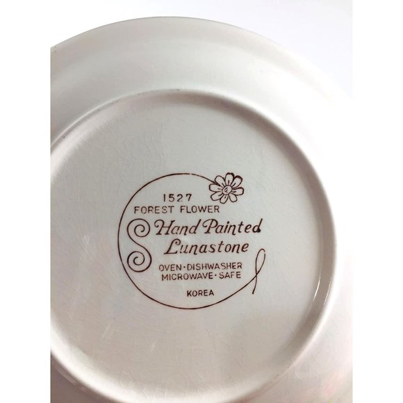 Retro Forest Flower Lunastone Korea Sango 2 Salad Plates 7 1/2"  Hand painted 15 - Picture 3 of 3